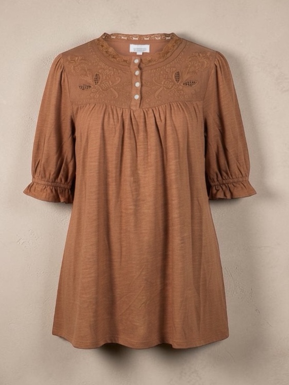 Lucky Brand Rust Embroidered Peasant Tunic Medium